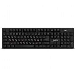 SVEN KB-C2100W, Wireless Keyboard, 2.4GHz, Multimedia Keyboard (104 keys), Low battery indicator, USB, Black, Rus/Ukr/Eng